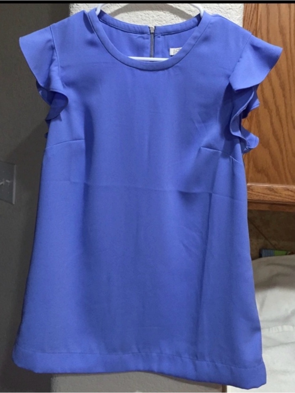 J Crew Blue Flutter Sleeve Blouse